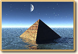 Pyramide im Meer mit Nachhimmel